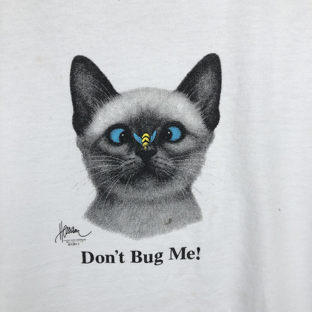 Jerzees Cat Pattern Animal T-Shirt, Men's Size XL (approx.) cotton white type Vintage Second Hand