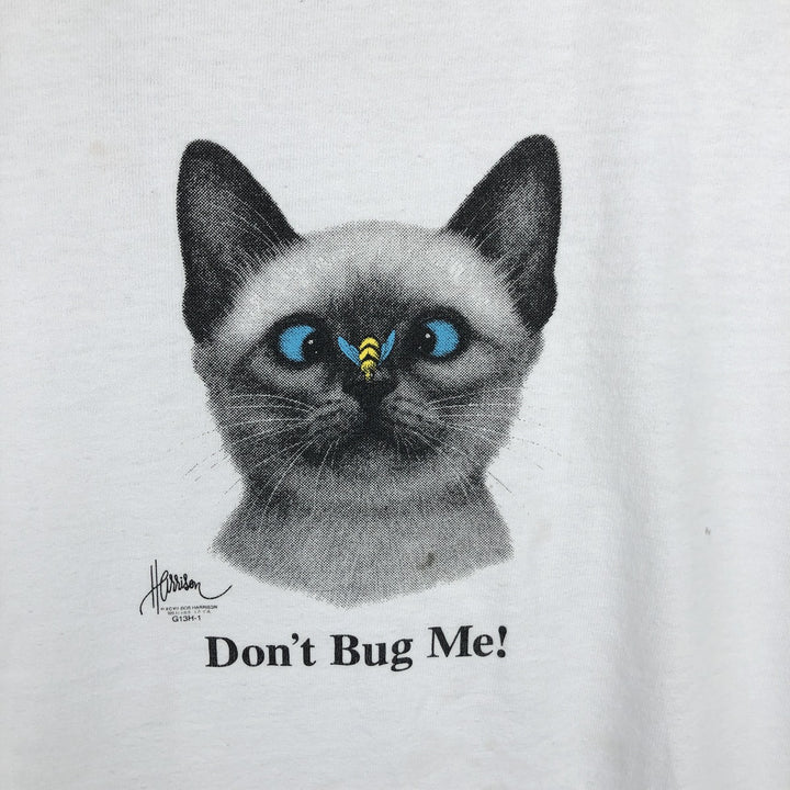 Jerzees Cat Pattern Animal T-Shirt, Men's Size XL (approx.) cotton white type Vintage Second Hand