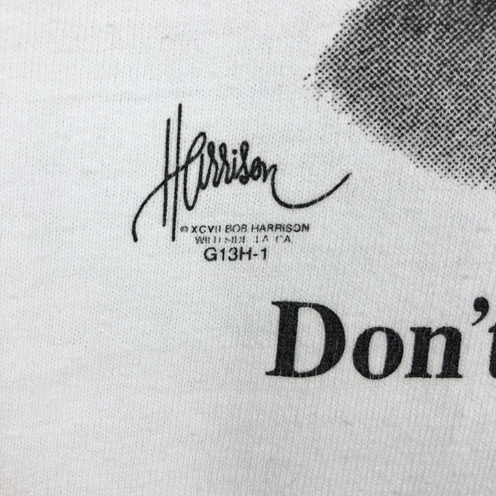 Jerzees Cat Pattern Animal T-Shirt, Men's Size XL (approx.) cotton white type Vintage Second Hand