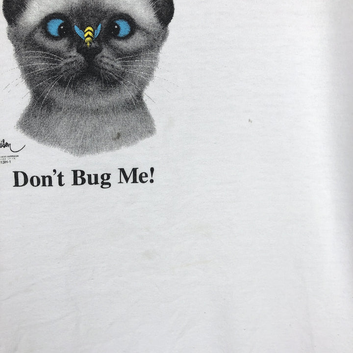 Jerzees Cat Pattern Animal T-Shirt, Men's Size XL (approx.) cotton white type Vintage Second Hand