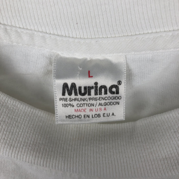 90'S Murina Elephant Pattern Animal T-Shirt, Made in USA, Men's Size L (Equivalent), Vintage cotton white type Vintage Second Hand