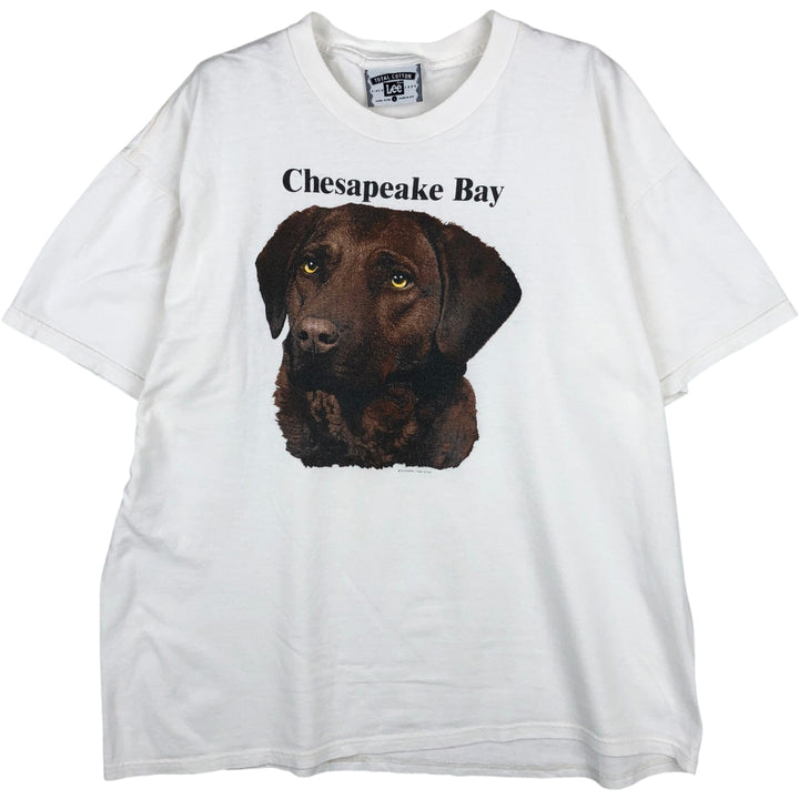 90'S Lee Chesapeake Bay Retriever Animal T-Shirt, Made in USA, Men's Size L (approx.), Vintage cotton white type Vintage Second Hand