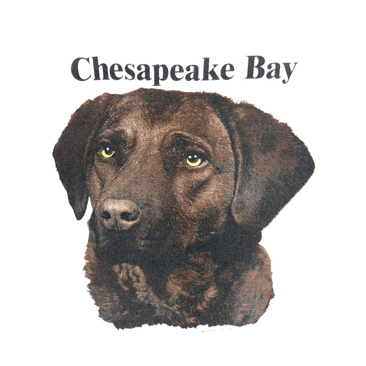 90'S Lee Chesapeake Bay Retriever Animal T-Shirt, Made in USA, Men's Size L (approx.), Vintage cotton white type Vintage Second Hand