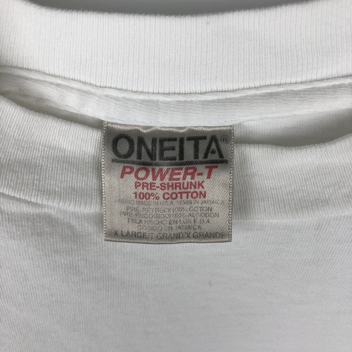 90'S ONEITA Pig Pattern Animal T-Shirt, Made in USA, Men's XL equivalent, Vintage cotton white type Vintage Second Hand