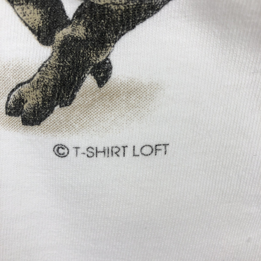 90'S ONEITA Pig Pattern Animal T-Shirt, Made in USA, Men's XL equivalent, Vintage cotton white type Vintage Second Hand