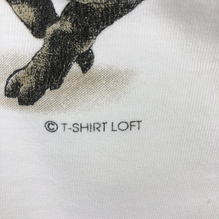 90'S ONEITA Pig Pattern Animal T-Shirt, Made in USA, Men's XL equivalent, Vintage cotton white type Vintage Second Hand
