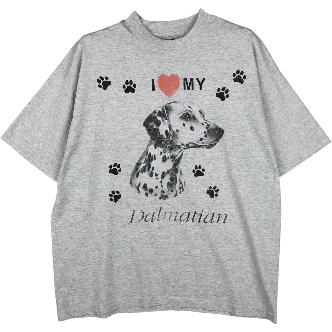 90'S Fruit of the Loom BEST Dog Print Dalmatian Animal T-Shirt Made in USA Men's XL Equivalent Vintage Dalmatian cotton gray type Vintage Second Hand