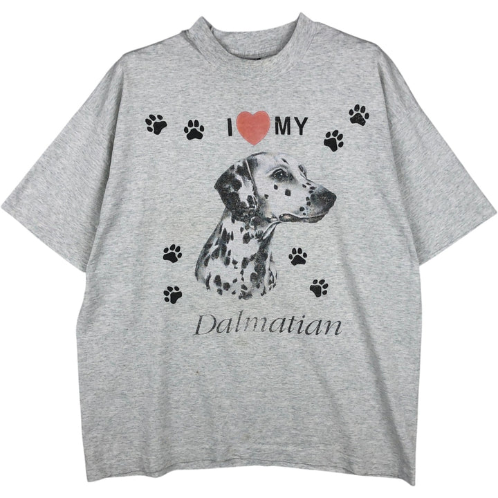 90'S Fruit of the Loom BEST Dog Print Dalmatian Animal T-Shirt Made in USA Men's XL Equivalent Vintage Dalmatian cotton gray type Vintage Second Hand