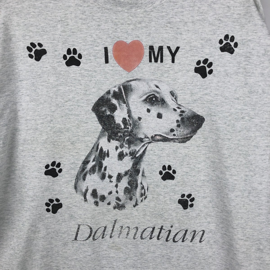 90'S Fruit of the Loom BEST Dog Print Dalmatian Animal T-Shirt Made in USA Men's XL Equivalent Vintage Dalmatian cotton gray type Vintage Second Hand
