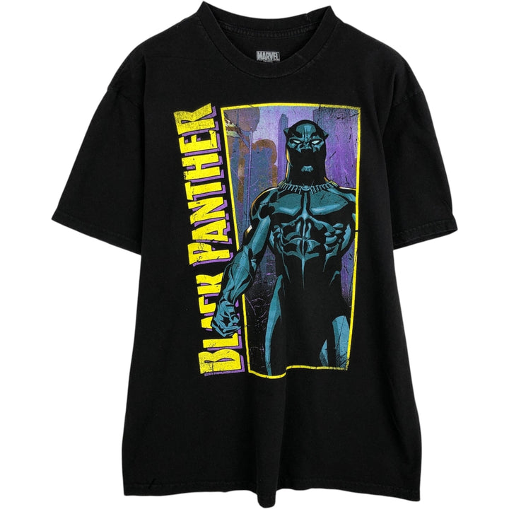 BLACK PANTHER Character Print T-Shirt (Men's Size L) cotton black type Vintage Second Hand