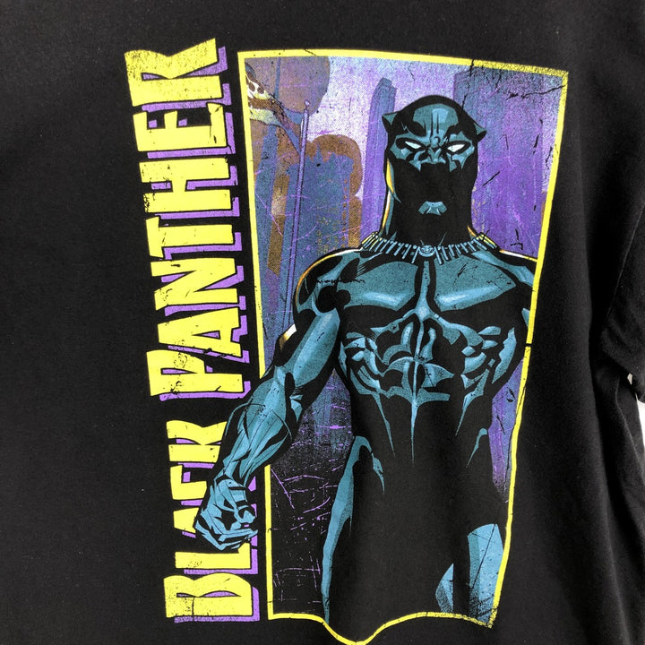 BLACK PANTHER Character Print T-Shirt (Men's Size L) cotton black type Vintage Second Hand