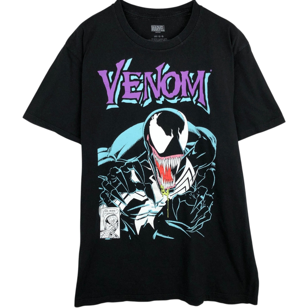 Marvel Venom Character Print T-Shirt (Men's Size L) cotton black type Vintage Second Hand