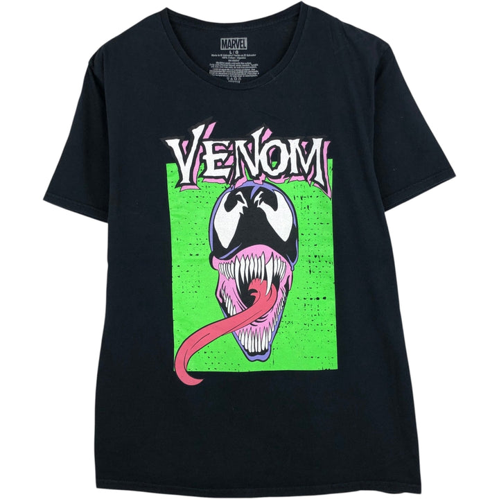 MARVEL COMICS VENOM character print T-shirt, men's size L (approx.) cotton black type Vintage Second Hand