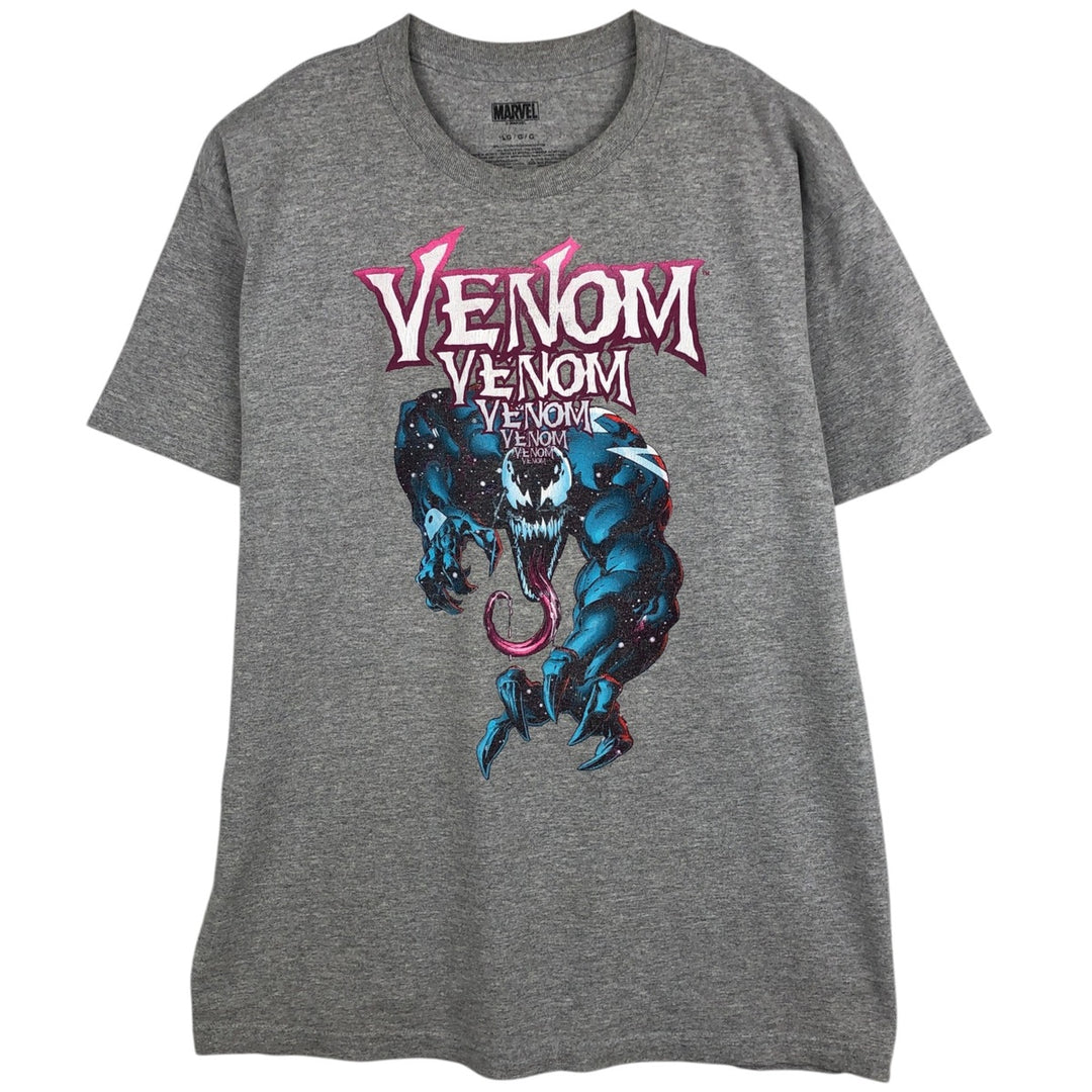 MARVEL COMICS VENOM character print T-shirt, men's size L (approx.) cotton gray type Vintage Second Hand