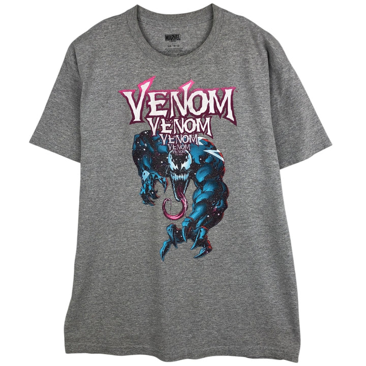 MARVEL COMICS VENOM character print T-shirt, men's size L (approx.) cotton gray type Vintage Second Hand
