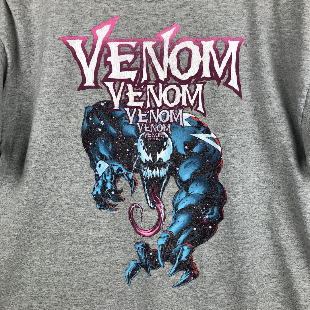 MARVEL COMICS VENOM character print T-shirt, men's size L (approx.) cotton gray type Vintage Second Hand