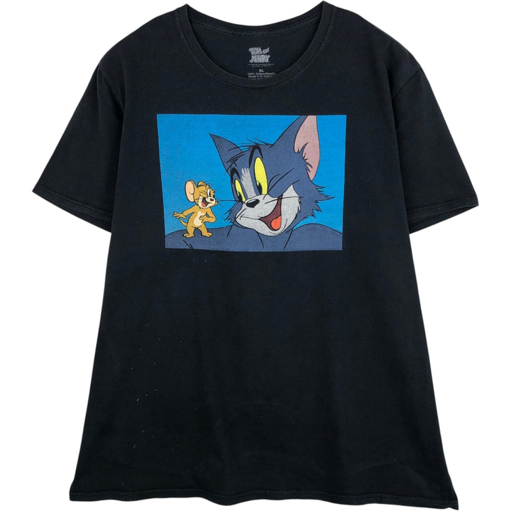 TOM and JERRY character print T-shirt, men's size XL. cotton black type Vintage Second Hand