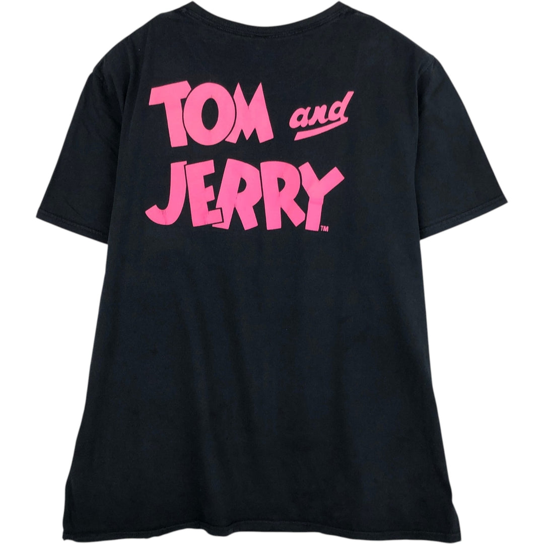 TOM and JERRY character print T-shirt, men's size XL. cotton black type Vintage Second Hand