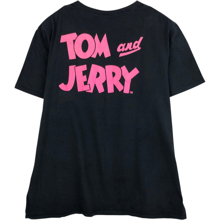 TOM and JERRY character print T-shirt, men's size XL. cotton black type Vintage Second Hand