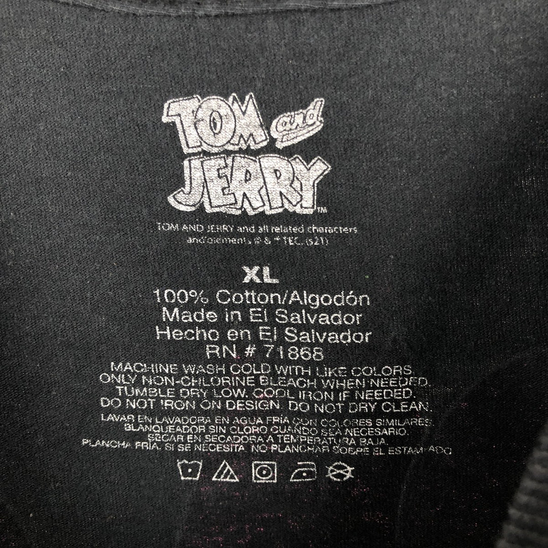 TOM and JERRY character print T-shirt, men's size XL. cotton black type Vintage Second Hand
