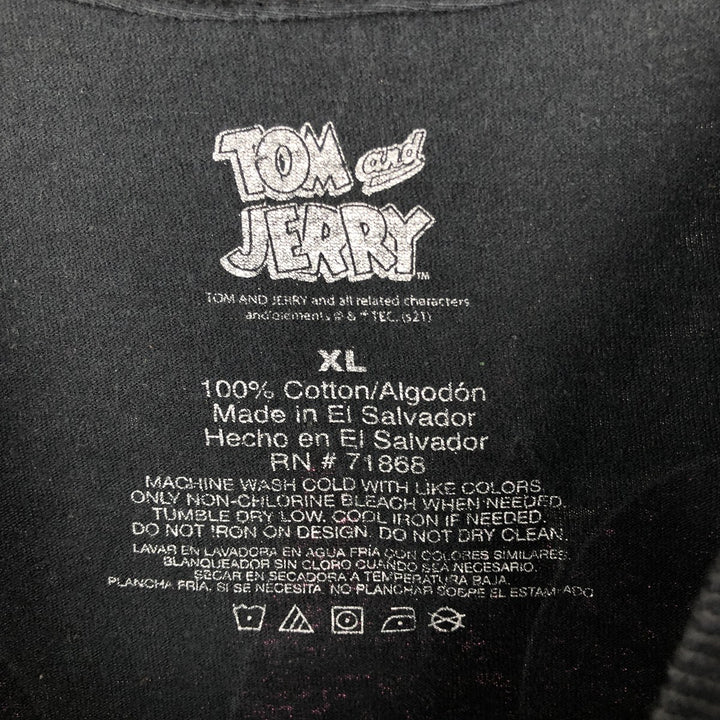 TOM and JERRY character print T-shirt, men's size XL. cotton black type Vintage Second Hand