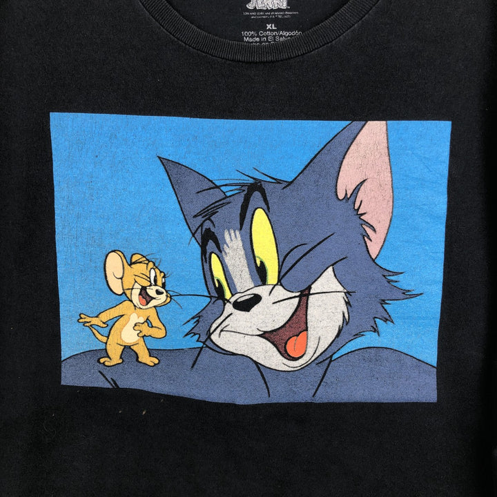 TOM and JERRY character print T-shirt, men's size XL. cotton black type Vintage Second Hand