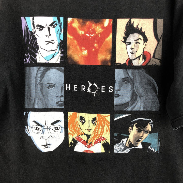 Delta Heroes TV Drama Character Print T-Shirt, Men's Size XL (approx.) cotton black type Vintage Second Hand