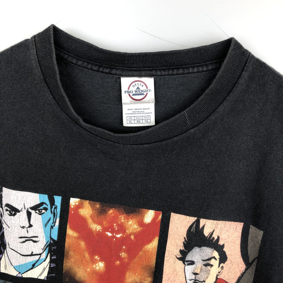 Delta Heroes TV Drama Character Print T-Shirt, Men's Size XL (approx.) cotton black type Vintage Second Hand