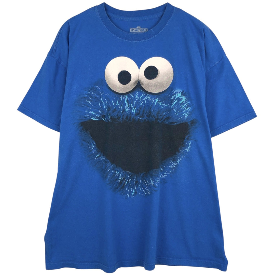 Sesame Street Cookie Monster Character Print T-Shirt (Men's XL equivalent) cotton blue type Vintage Second Hand