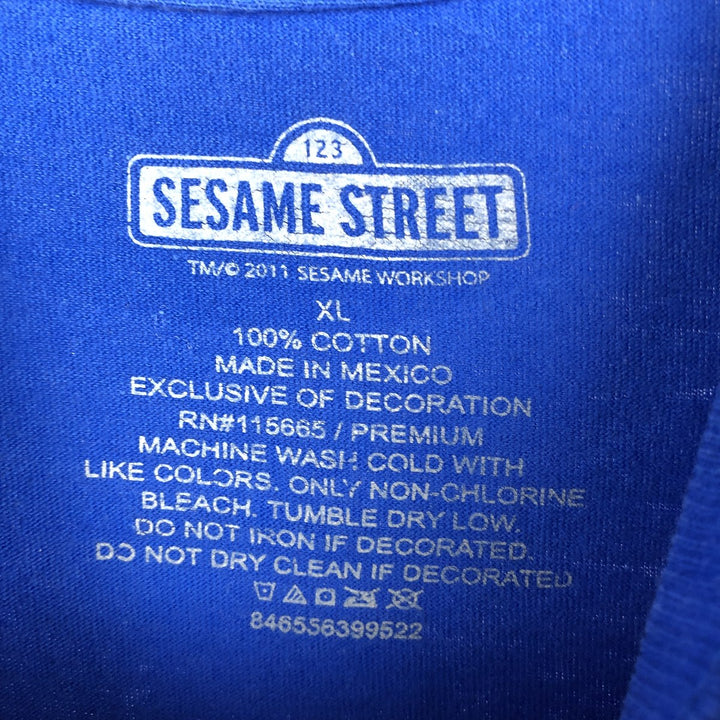 Sesame Street Cookie Monster Character Print T-Shirt (Men's XL equivalent) cotton blue type Vintage Second Hand