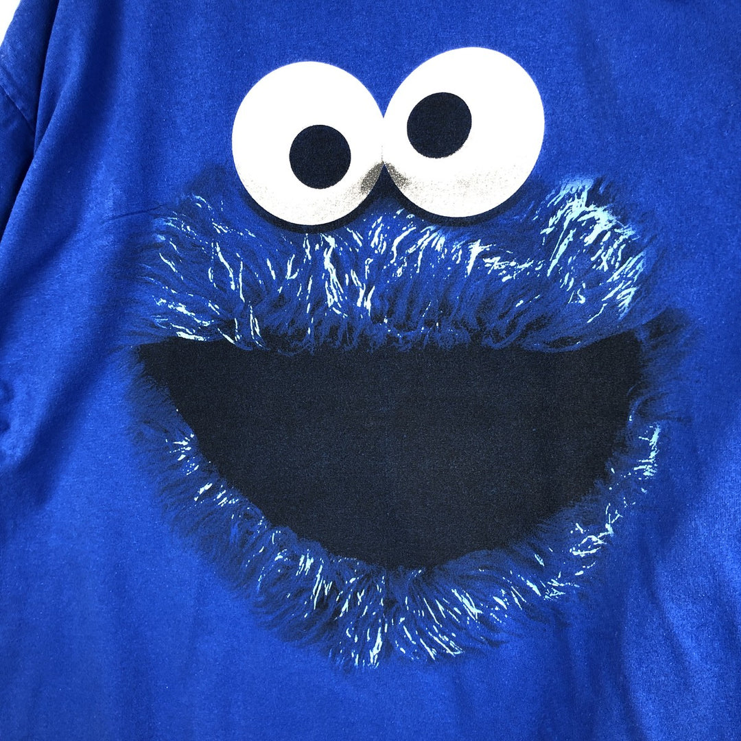 Sesame Street Cookie Monster Character Print T-Shirt (Men's XL equivalent) cotton blue type Vintage Second Hand