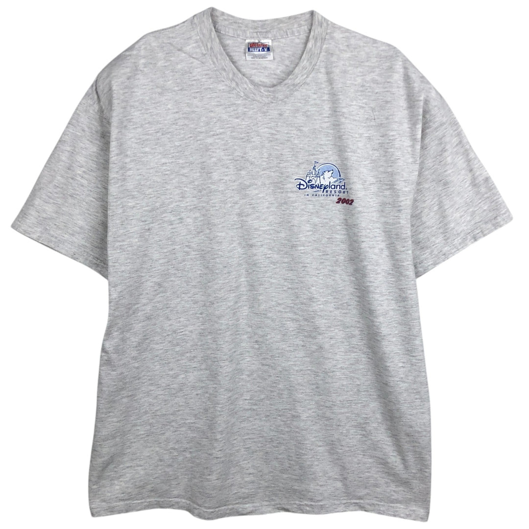 Hanes BEEFY-T Blue Tag Character Print T-Shirt, Men's XL equivalent, DISNEYLAND Chip and Dale cotton gray type Vintage Second Hand