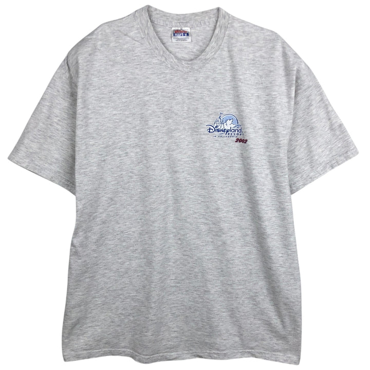 Hanes BEEFY-T Blue Tag Character Print T-Shirt, Men's XL equivalent, DISNEYLAND Chip and Dale cotton gray type Vintage Second Hand