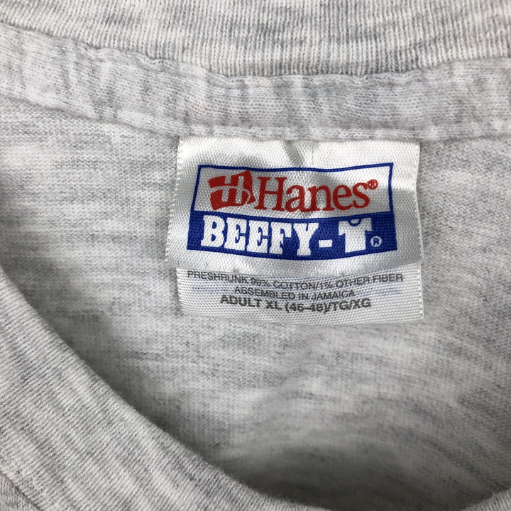 Hanes BEEFY-T Blue Tag Character Print T-Shirt, Men's XL equivalent, DISNEYLAND Chip and Dale cotton gray type Vintage Second Hand