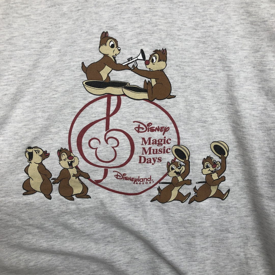 Hanes BEEFY-T Blue Tag Character Print T-Shirt, Men's XL equivalent, DISNEYLAND Chip and Dale cotton gray type Vintage Second Hand