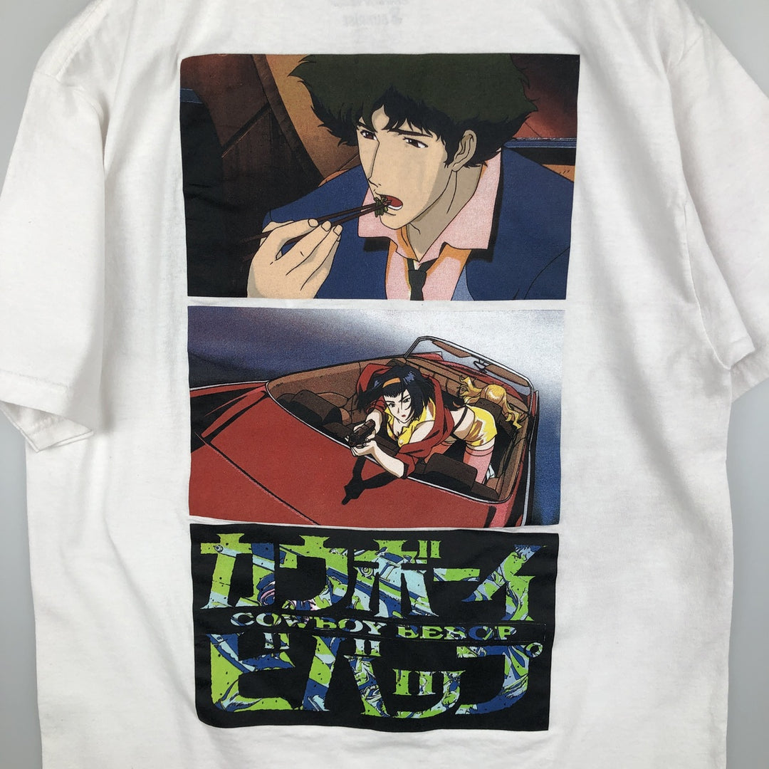 COWBOY BEBOP Cowboy Bebop Anime Character Print T-Shirt, Men's Size Small cotton white type Vintage Second Hand