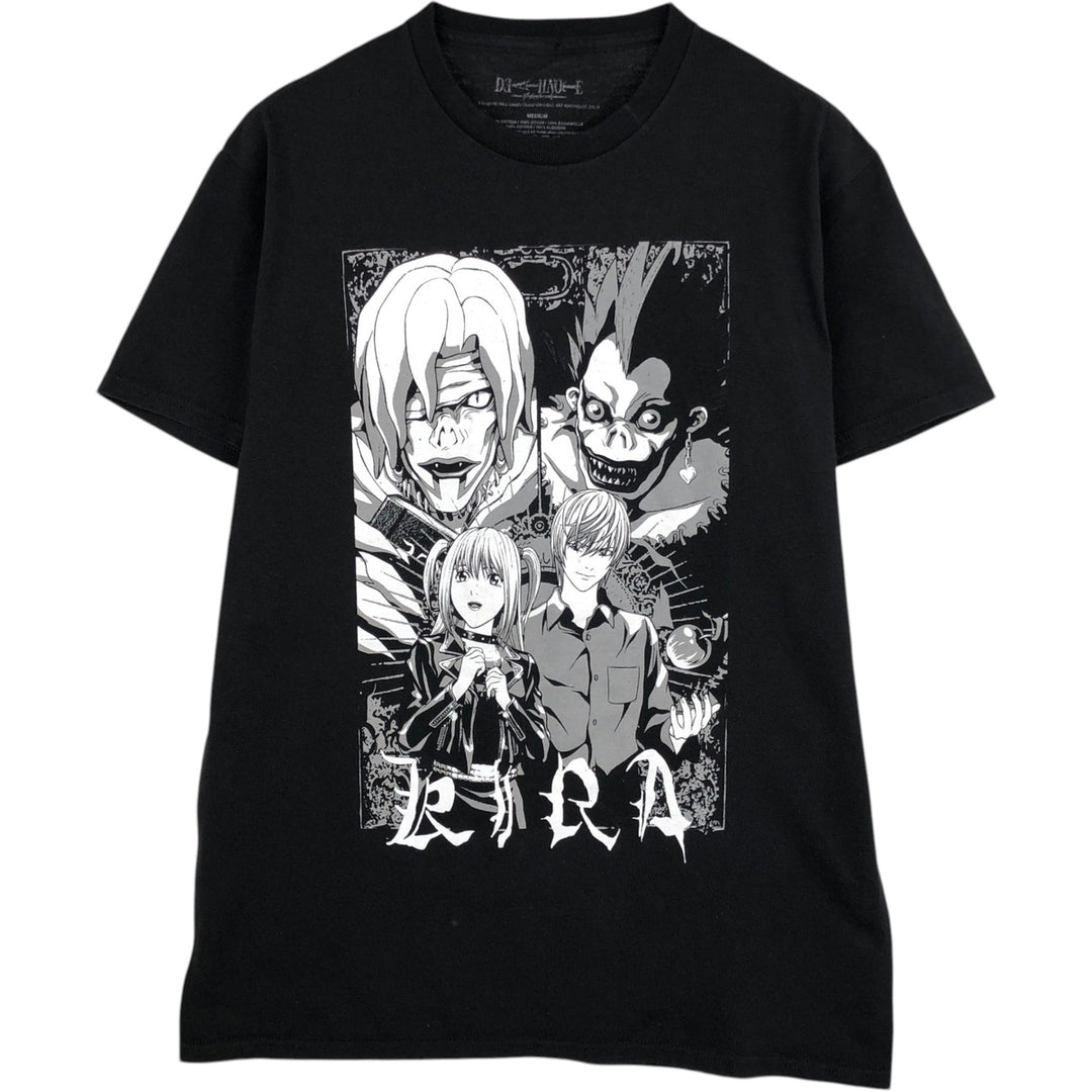 DEATH NOTE Anime Character Print T-Shirt Men's M Size cotton black type Vintage Second Hand