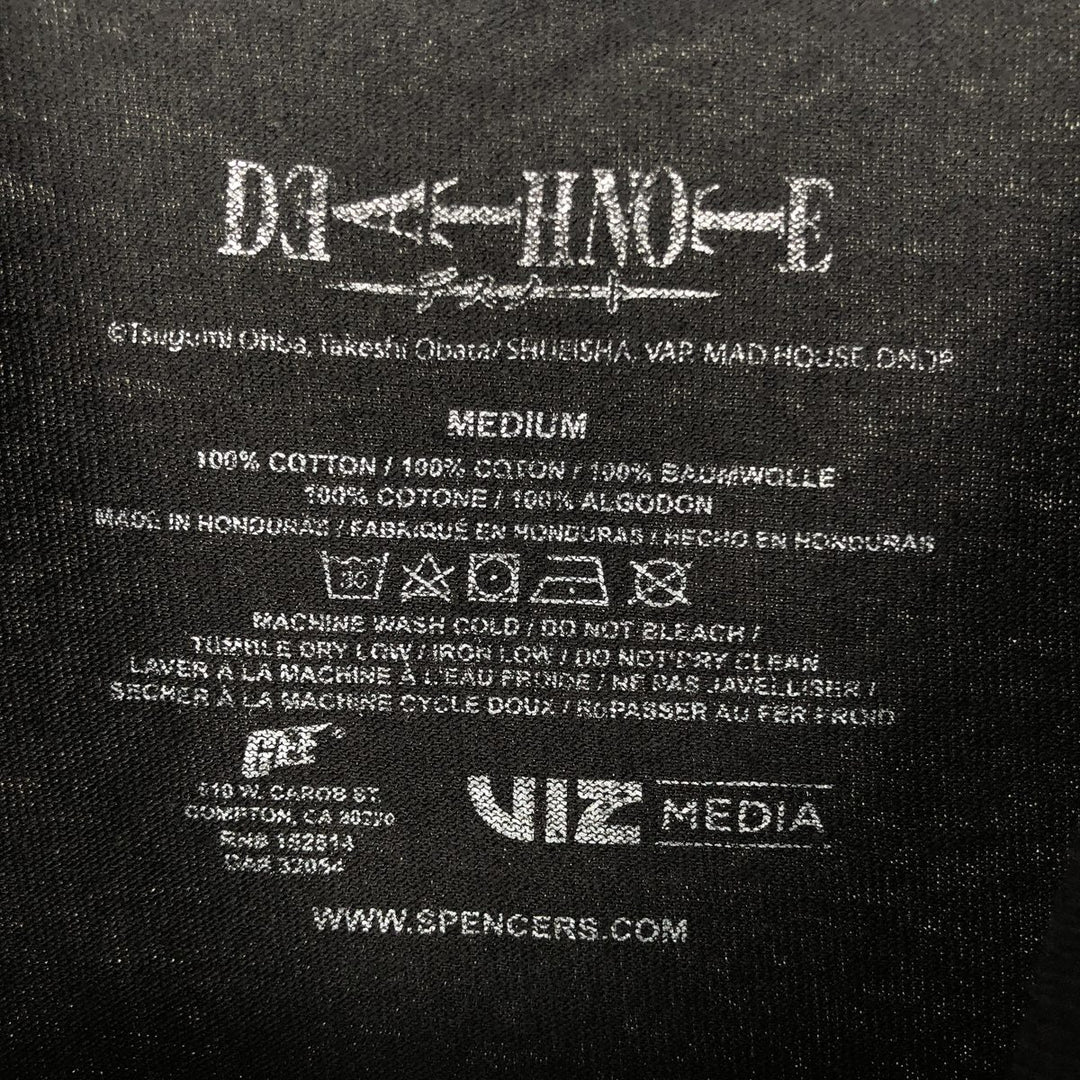DEATH NOTE Anime Character Print T-Shirt Men's M Size cotton black type Vintage Second Hand