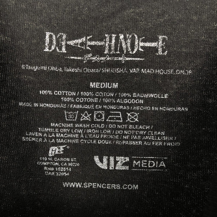 DEATH NOTE Anime Character Print T-Shirt Men's M Size cotton black type Vintage Second Hand