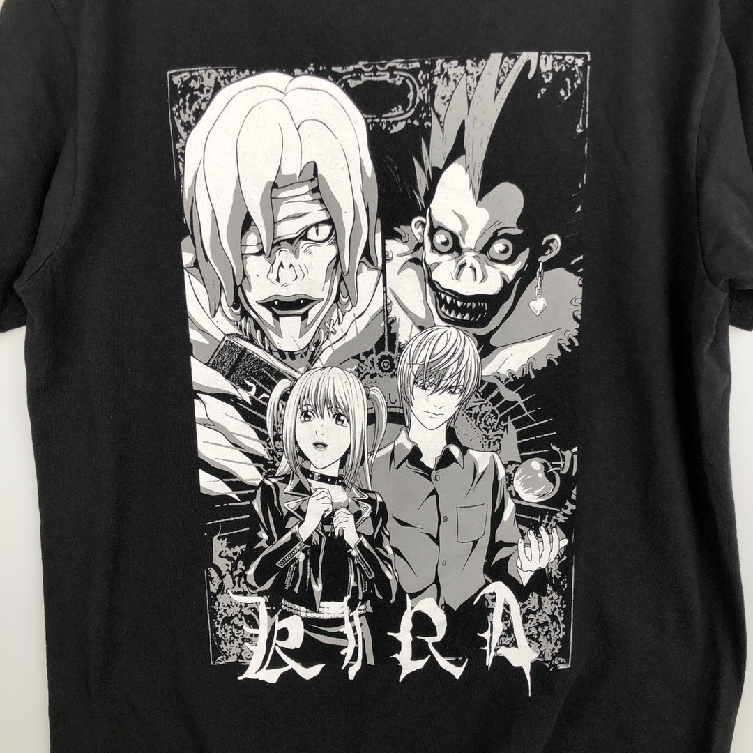 DEATH NOTE Anime Character Print T-Shirt Men's M Size cotton black type Vintage Second Hand