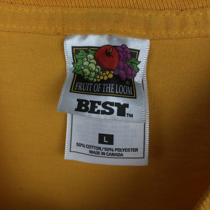 90s-00'S Superman character print T-shirt, made in Canada, men's size L equivalent. cotton yellow type Vintage Second Hand