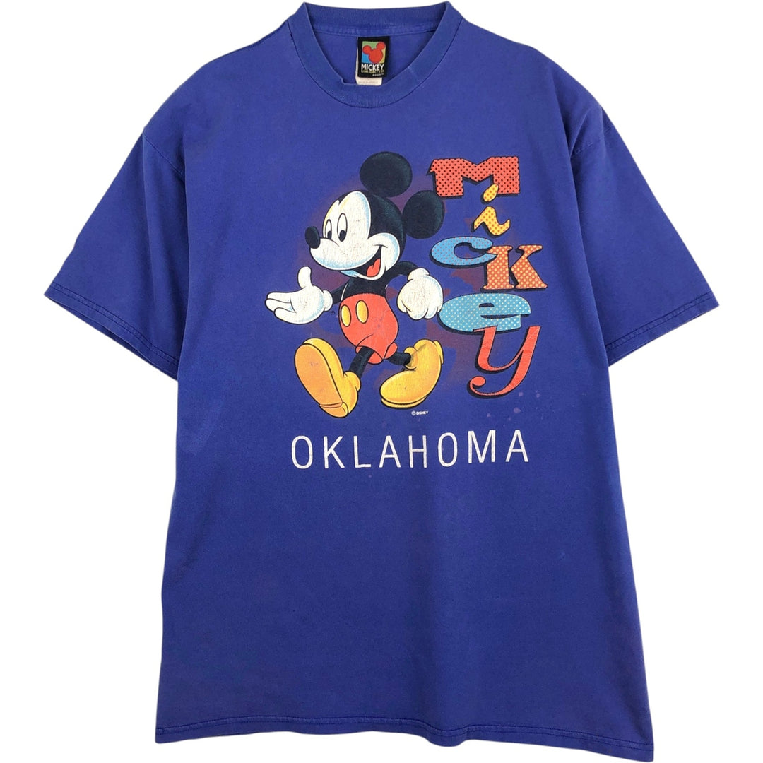 90'S Disney Mickey Mouse character print T-shirt, men's size XL equivalent, vintage. cotton blue type Vintage Second Hand