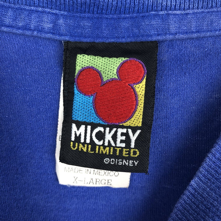 90'S Disney Mickey Mouse character print T-shirt, men's size XL equivalent, vintage. cotton blue type Vintage Second Hand