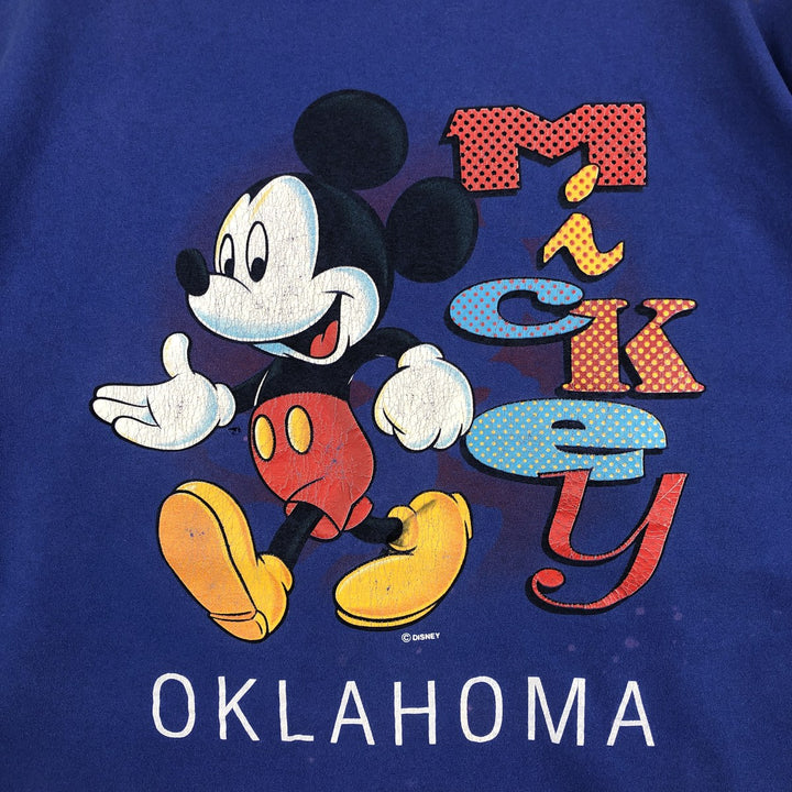 90'S Disney Mickey Mouse character print T-shirt, men's size XL equivalent, vintage. cotton blue type Vintage Second Hand