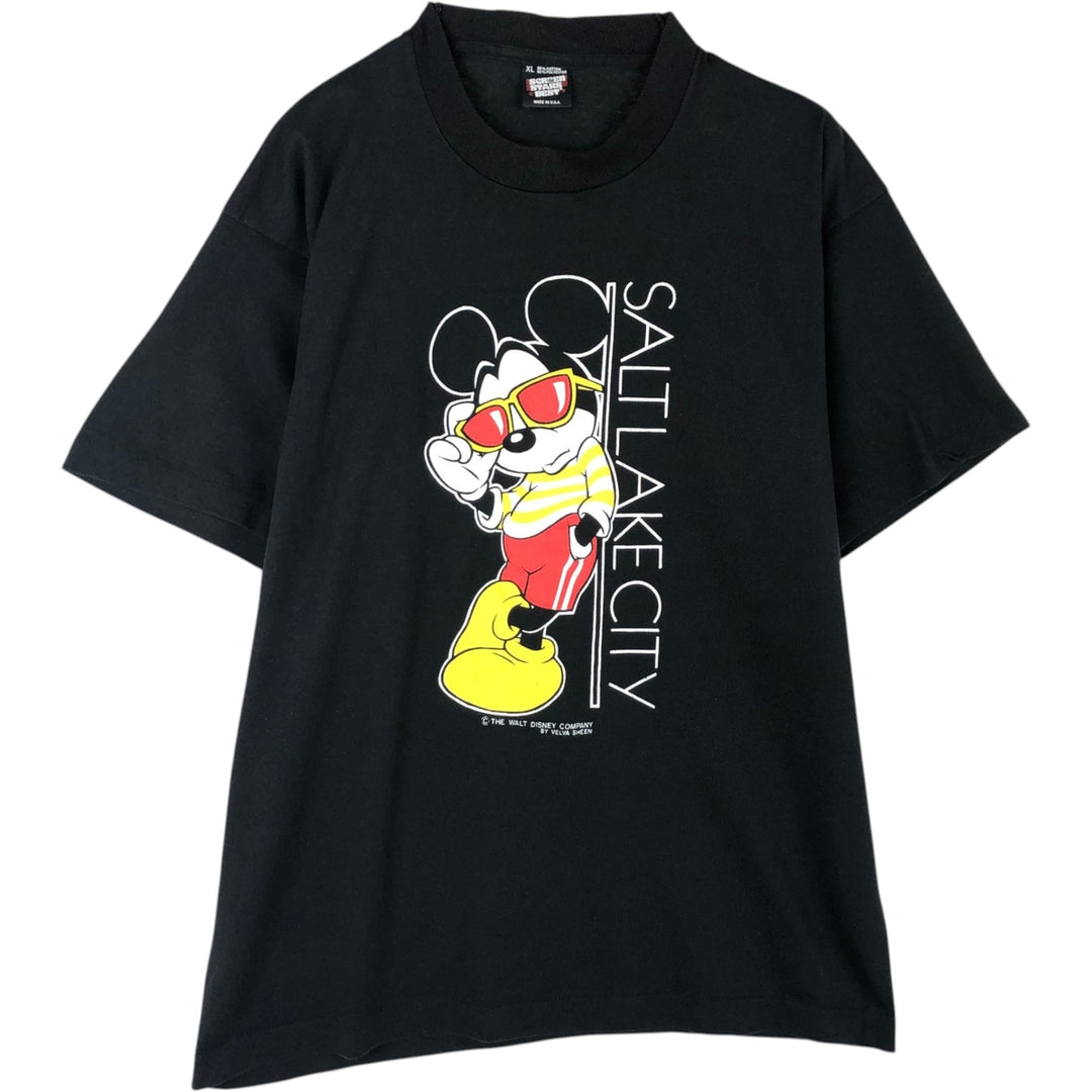 90'S MICKEY MOUSE Mickey Mouse character print T-shirt made in USA, men's XL size, vintage cotton black type Vintage Second Hand