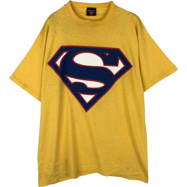 2000'S Warner Bros. Superman Movie T-Shirt, Made in USA, Men's Size XL (approx.) cotton yellow type Vintage Second Hand