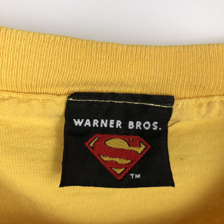 2000'S Warner Bros. Superman Movie T-Shirt, Made in USA, Men's Size XL (approx.) cotton yellow type Vintage Second Hand