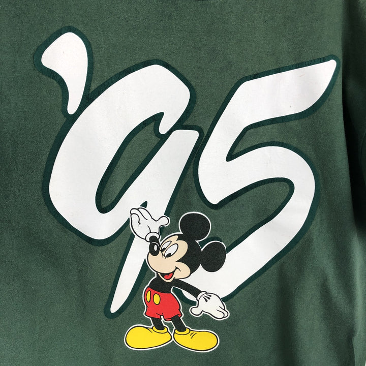 90'S Disney DESIGNS MICKEY MOUSE character print T-shirt, Made in USA, Men's XL equivalent, Vintage cotton Green type dark green Vintage Second Hand