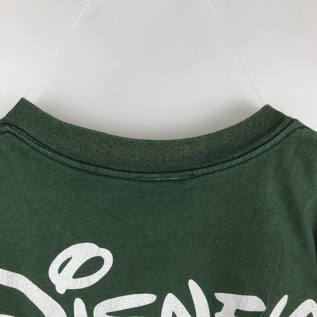 90'S Disney DESIGNS MICKEY MOUSE character print T-shirt, Made in USA, Men's XL equivalent, Vintage cotton Green type dark green Vintage Second Hand