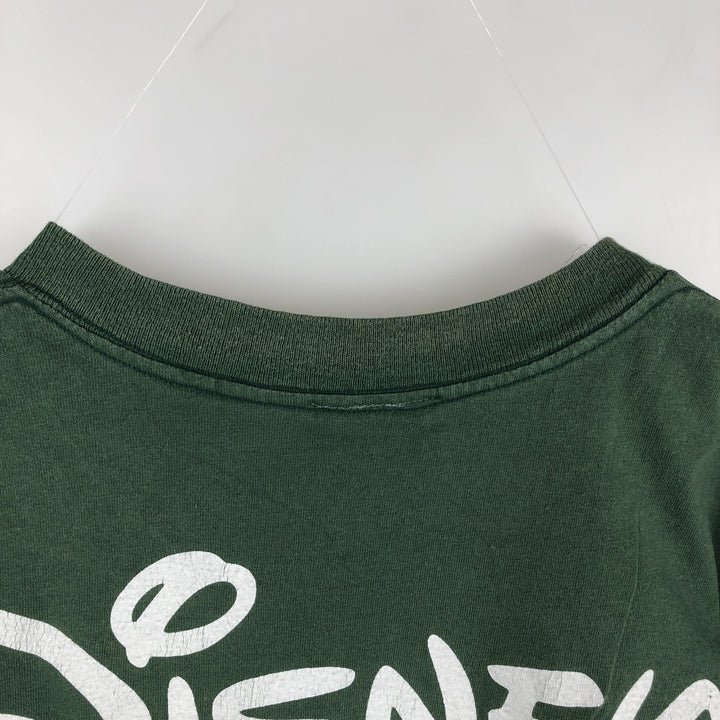 90'S Disney DESIGNS MICKEY MOUSE character print T-shirt, Made in USA, Men's XL equivalent, Vintage cotton Green type dark green Vintage Second Hand